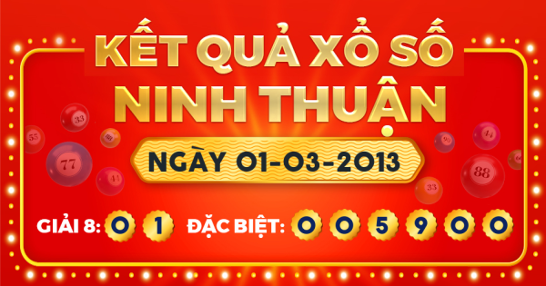 Kết quả xổ số Ninh Thuận ngày 1/3/2013