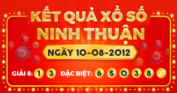 Kết quả xổ số Ninh Thuận ngày 10/8/2012