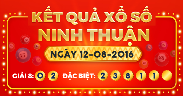 Kết quả xổ số Ninh Thuận ngày 12/8/2016