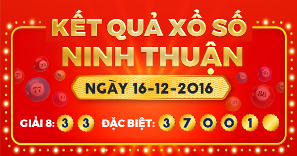 Kết quả xổ số Ninh Thuận ngày 16/12/2016