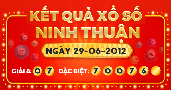 Kết quả xổ số Ninh Thuận ngày 29/6/2012