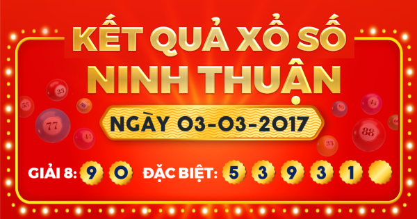 Kết quả xổ số Ninh Thuận ngày 3/3/2017