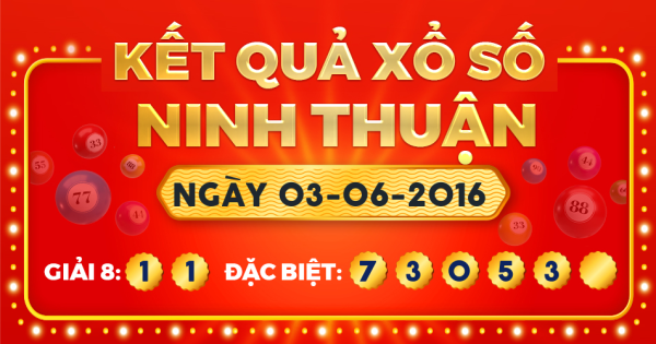 Kết quả xổ số Ninh Thuận ngày 3/6/2016