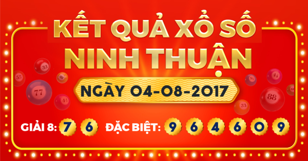 Kết quả xổ số Ninh Thuận ngày 4/8/2017