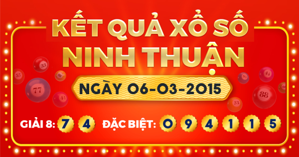 Kết quả xổ số Ninh Thuận ngày 6/3/2015